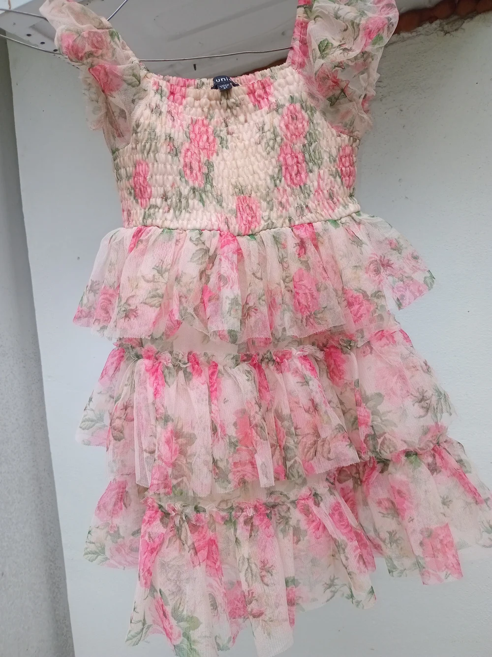 Zunie Pink Floral Tiered Ruffle Dress for Kids